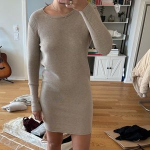 Aritzia Wilfred Ribbed Beige Sweater Dress Size Small